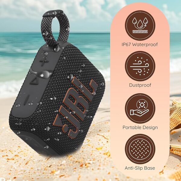 JBL Go 4 Portable Bluetooth Wireless Speaker, IP67 Waterproof and Dustproof Built-in Battery - Black - Boomph's Comprehensive Ultimate Performance Cloth Solution for Your On-The-Go Sound Experience