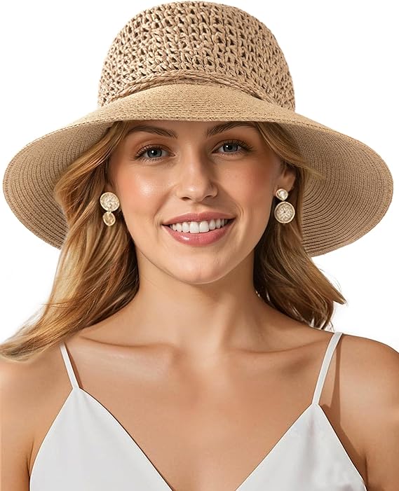 FURTALK Beach Hats for Women Summer Straw Sun Hat Wide Brim Crochet Hats