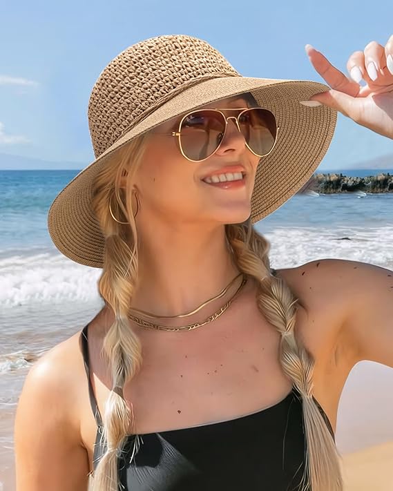 FURTALK Beach Hats for Women Summer Straw Sun Hat Wide Brim Crochet Hats