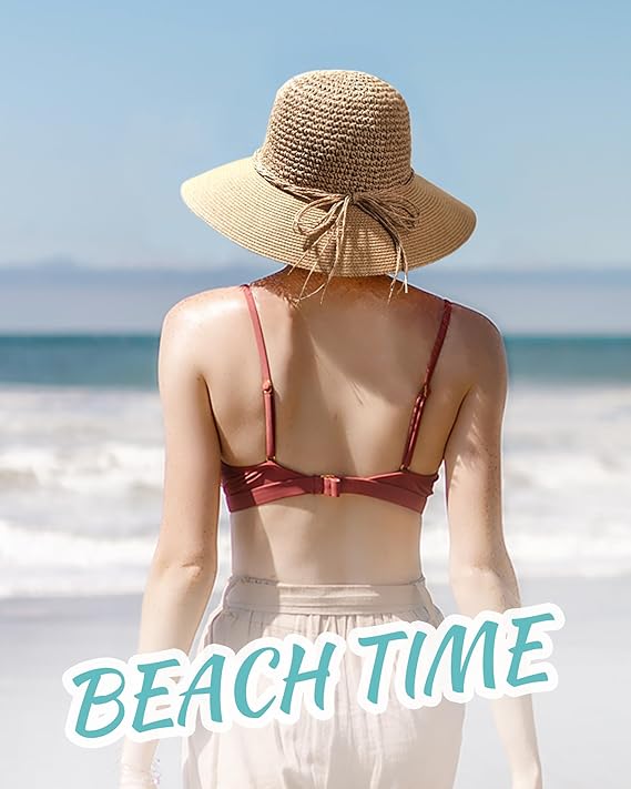 FURTALK Beach Hats for Women Summer Straw Sun Hat Wide Brim Crochet Hats