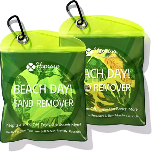 Uspring 2 Pcs Sand Remover for Beach, Beach Essentials, Sand Removal Bags, Vacation Must Haves, Free of Talc and Fragrance, Gifts for Women