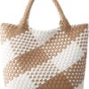 Woven Bag for Women, Vegan Leather Tote Bag Large Summer Beach Travel Handbag and Purse Retro Handmade Shoulder Bag