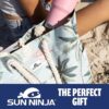 SUN NINJA XL Canvas Beach Tote Bag - Water-Resistant with Pockets - Large Pool Summer Tote, Cute Travel Beach Bag
