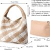 Woven Bag for Women, Vegan Leather Tote Bag Large Summer Beach Travel Handbag and Purse Retro Handmade Shoulder Bag