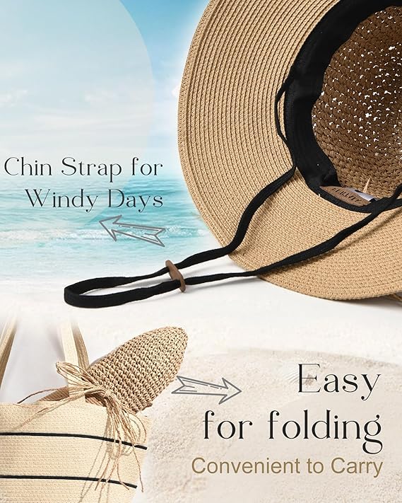 FURTALK Beach Hats for Women Summer Straw Sun Hat Wide Brim Crochet Hats