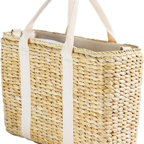 Insulated Beach Cooler Bag, Leak Proof, Premium Quality Corn Husk, Beach Bag, Pool Bag, Tote Bag, Straw, Rattan, Gifts for Women, Picnic Basket, Wedding Gifts, Lunch