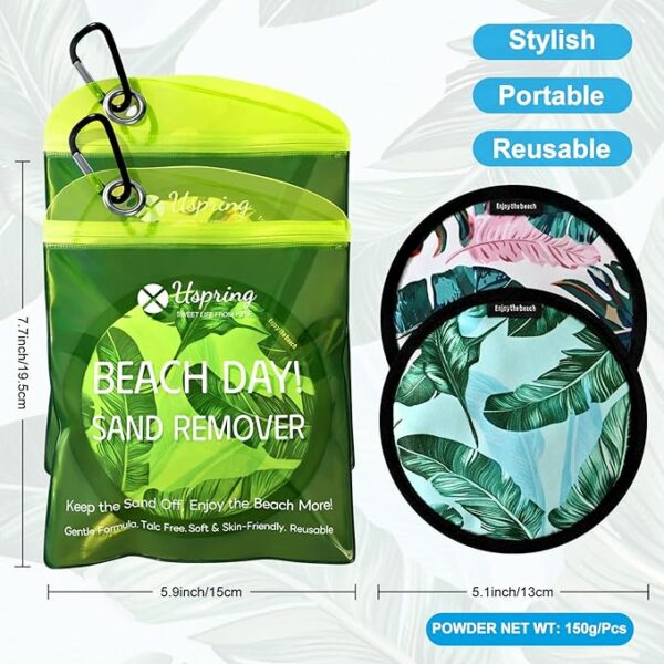 Uspring 2 Pcs Sand Remover for Beach, Beach Essentials, Sand Removal Bags, Vacation Must Haves, Free of Talc and Fragrance, Gifts for Women