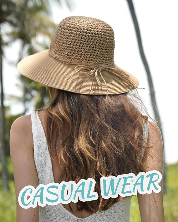 FURTALK Beach Hats for Women Summer Straw Sun Hat Wide Brim Crochet Hats