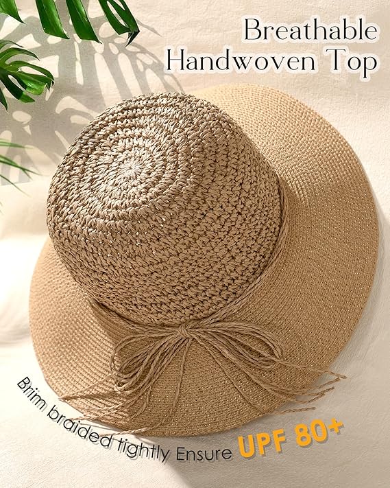 FURTALK Beach Hats for Women Summer Straw Sun Hat Wide Brim Crochet Hats