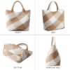 Woven Bag for Women, Vegan Leather Tote Bag Large Summer Beach Travel Handbag and Purse Retro Handmade Shoulder Bag