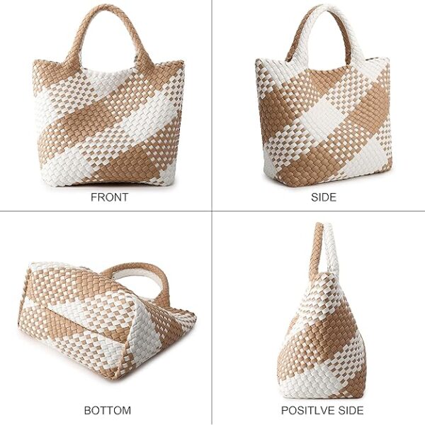 Woven Bag for Women, Vegan Leather Tote Bag Large Summer Beach Travel Handbag and Purse Retro Handmade Shoulder Bag