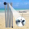 Beach Canopy Beach Tent UPF50+ 11x11 FT Easy to Setup Extra Windproof Rope Sun Shelter Beach Shade Canopy with 4 Stability Poles Outdoor Shade for Beach Camping Family