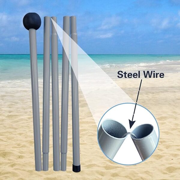 Beach Canopy Beach Tent UPF50+ 11x11 FT Easy to Setup Extra Windproof Rope Sun Shelter Beach Shade Canopy with 4 Stability Poles Outdoor Shade for Beach Camping Family